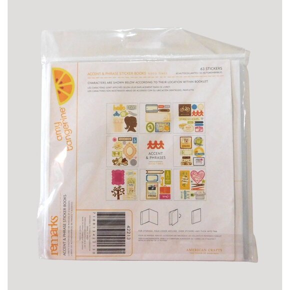 Amy Tangerine Accent Phrases Sticker Book 8 Pages 63 Stickers Scrapbook Crafts - Picture 2 of 3